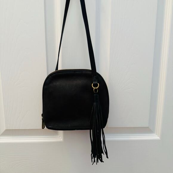 Hobo Womens Nash Black Soft Leather Crossbody Bag with Tassel - Picture 6 of 13